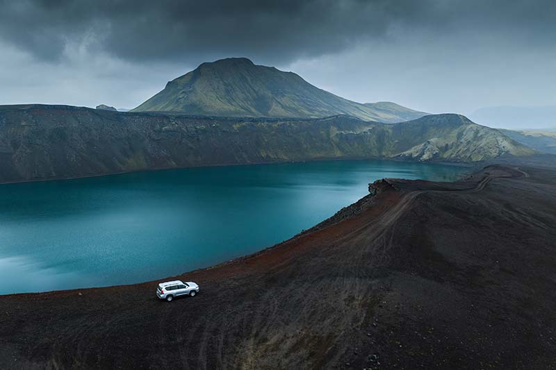 Toyota Landcruiser 4x4 on highland road in Iceland