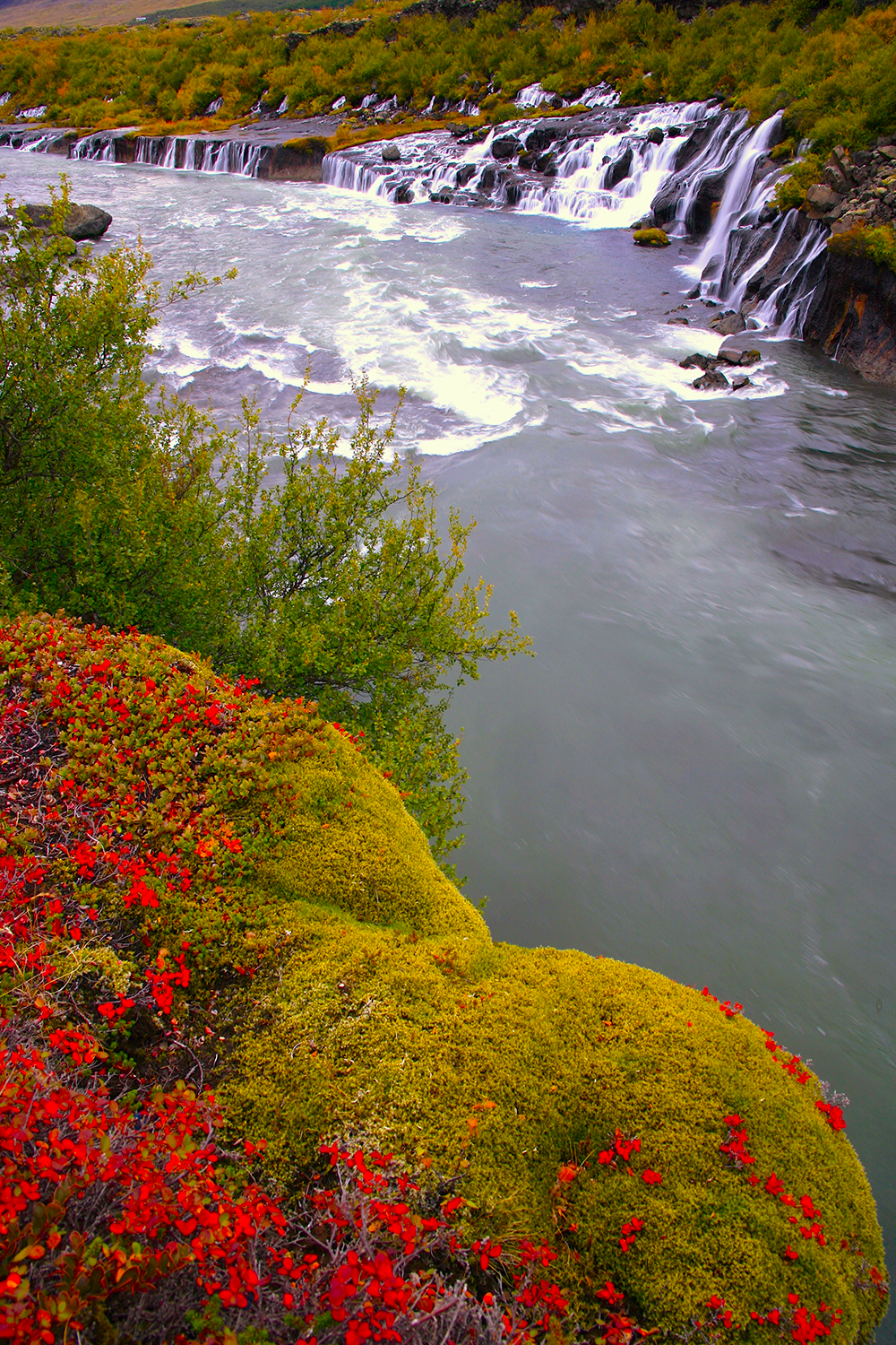 Hraunfossar waterfall in west Iceland