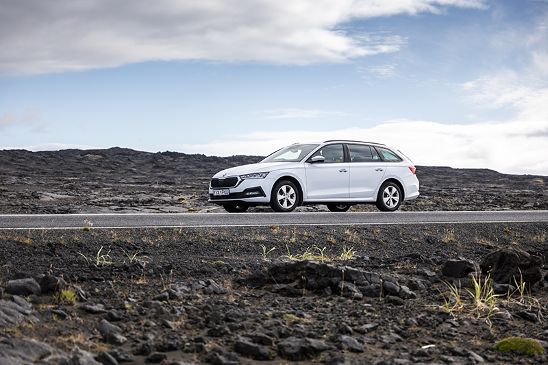 Station wagon rental car on icelandic road