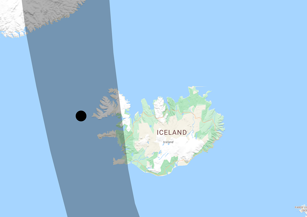 Iceland solar eclipse path map 2026