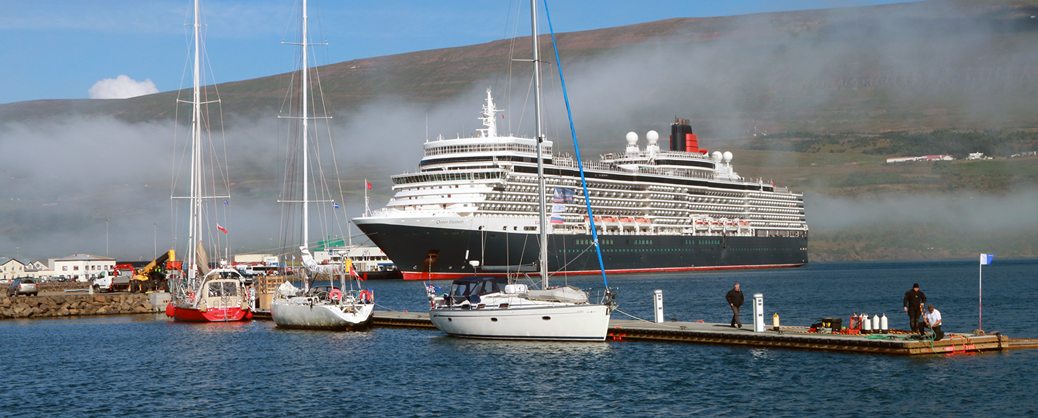 Cruise ship at port in Akureyri Iceland