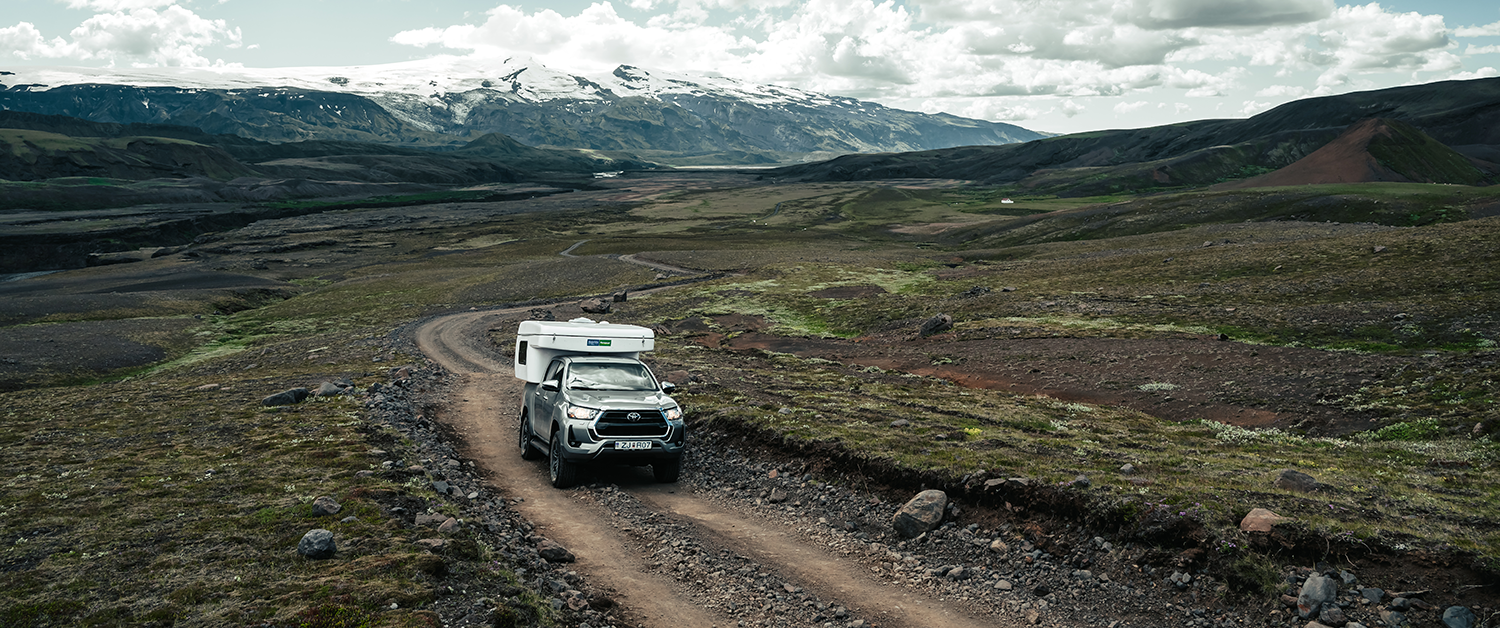 The Toyota Hilux 4x4 Camper awaits your next adventure when exploring Iceland