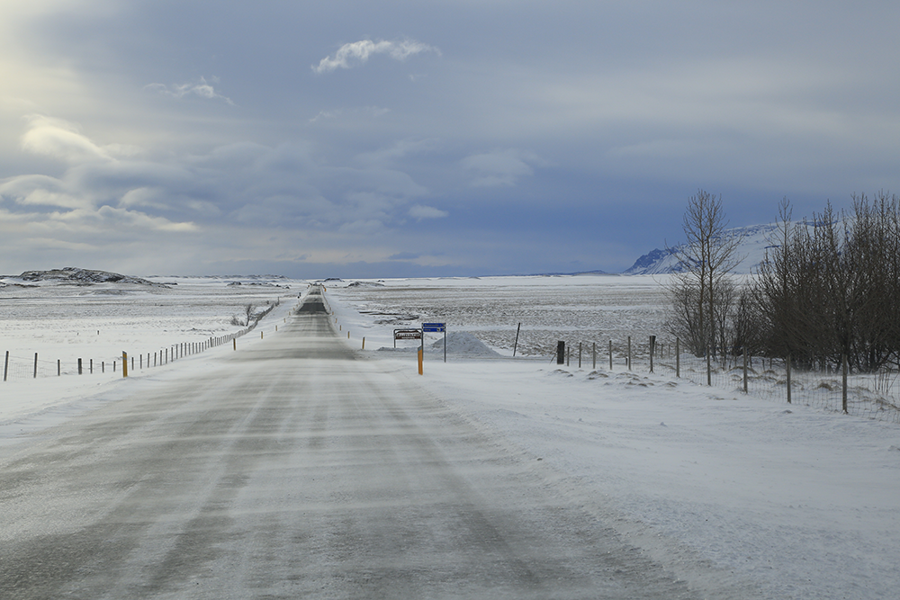 Icelandic main road ringroad number one covered with snow