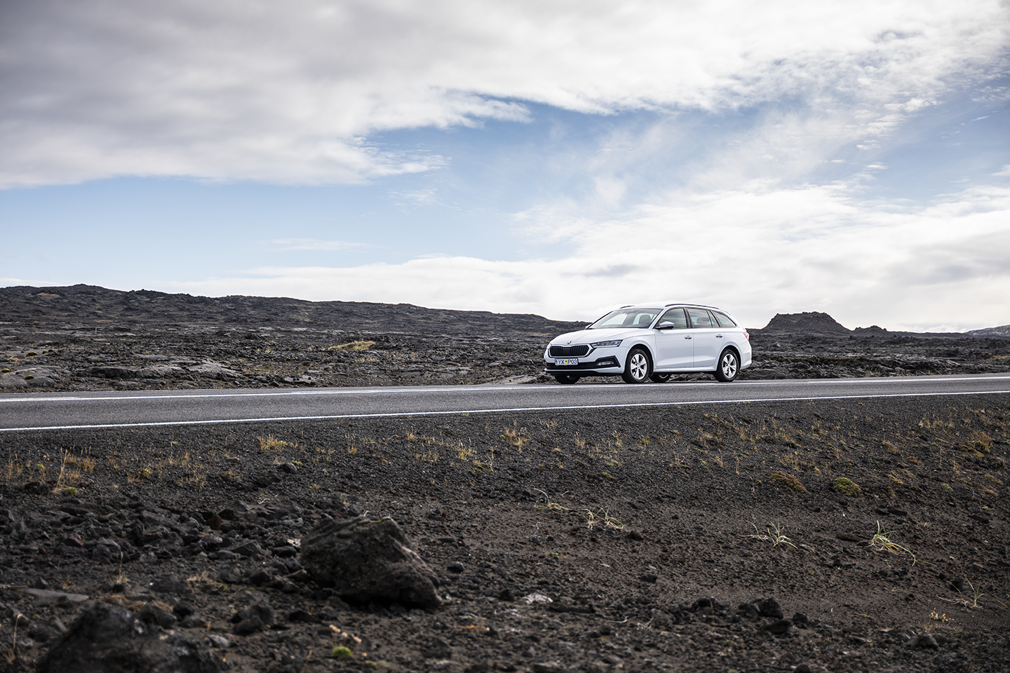 Rental car from Holdur car rental in iceland driving in fair weather on a paved road