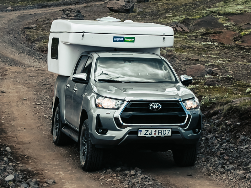 Icelandic Toyota 4x4 Hilux Camper with pop-up tent