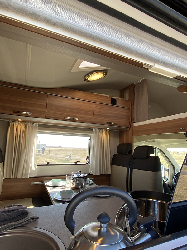 Motorhome dining table in Iceland camping rental